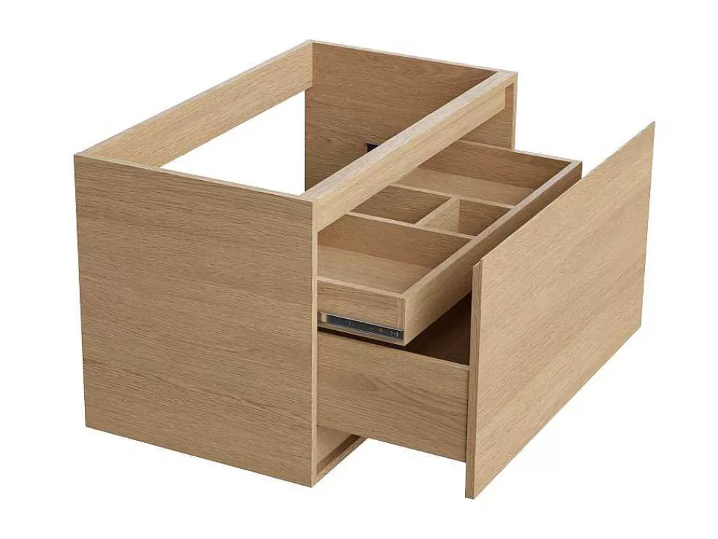 Móvel Lavatório Individual*Vente-unique Móvel Suspenso De Casa De Banho Com Lavatório De Pousar, Folha De Carvalho, 80 Cm - Mesliva