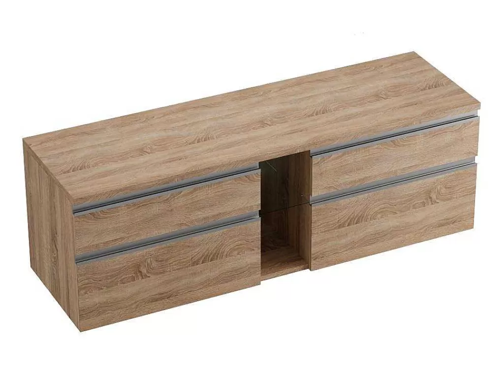 Móvel Lavatório Duplo*Vente-unique Móvel Suspenso De Casa De Banho Com Lavatório Duplo Cor Natural Clara 150 Cm - Magdalena Ii