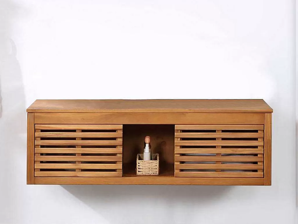 Móvel Lavatório Duplo*Vente-unique Móvel Suspenso De Casa De Banho Em Madeira De Acacia Com Lavatório Duplo De 130 Cm - Penebel