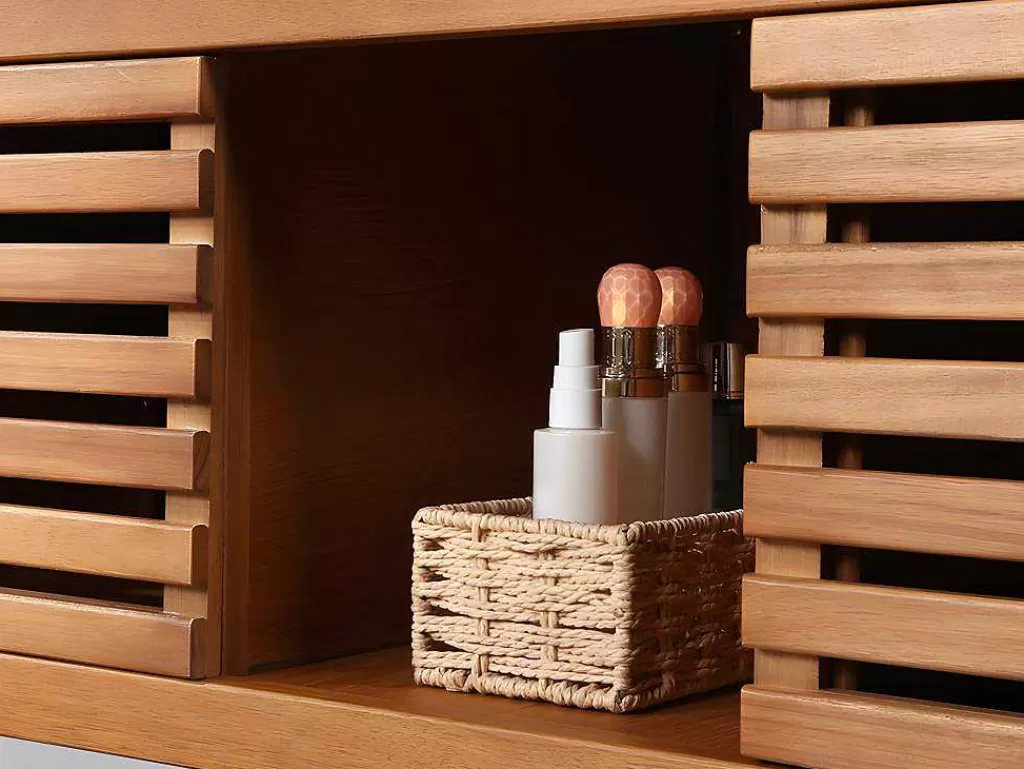 Móvel Lavatório Duplo*Vente-unique Móvel Suspenso De Casa De Banho Em Madeira De Acacia Com Lavatório Duplo De 130 Cm - Penebel