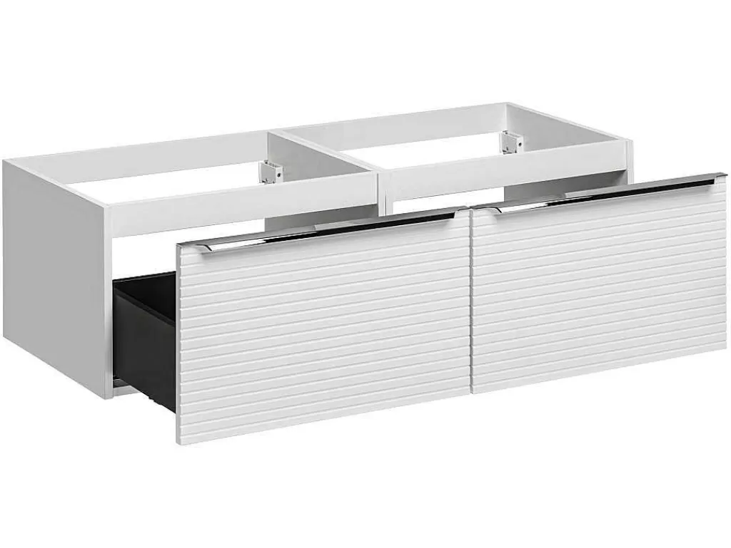 Móvel Lavatório Duplo*Vente-unique Móvel Suspenso De Casa De Banho Estriado Branco Com Lavatório Duplo De Encastrar 120 Cm - Latoma