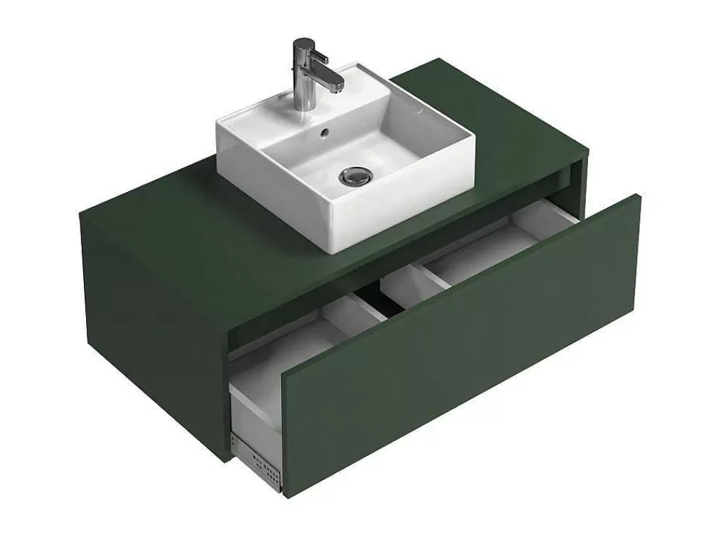 Móvel Lavatório Individual*Vente-unique Móvel Suspenso De Casa De Banho Verde Mate Com Lavatório Individual - Teana