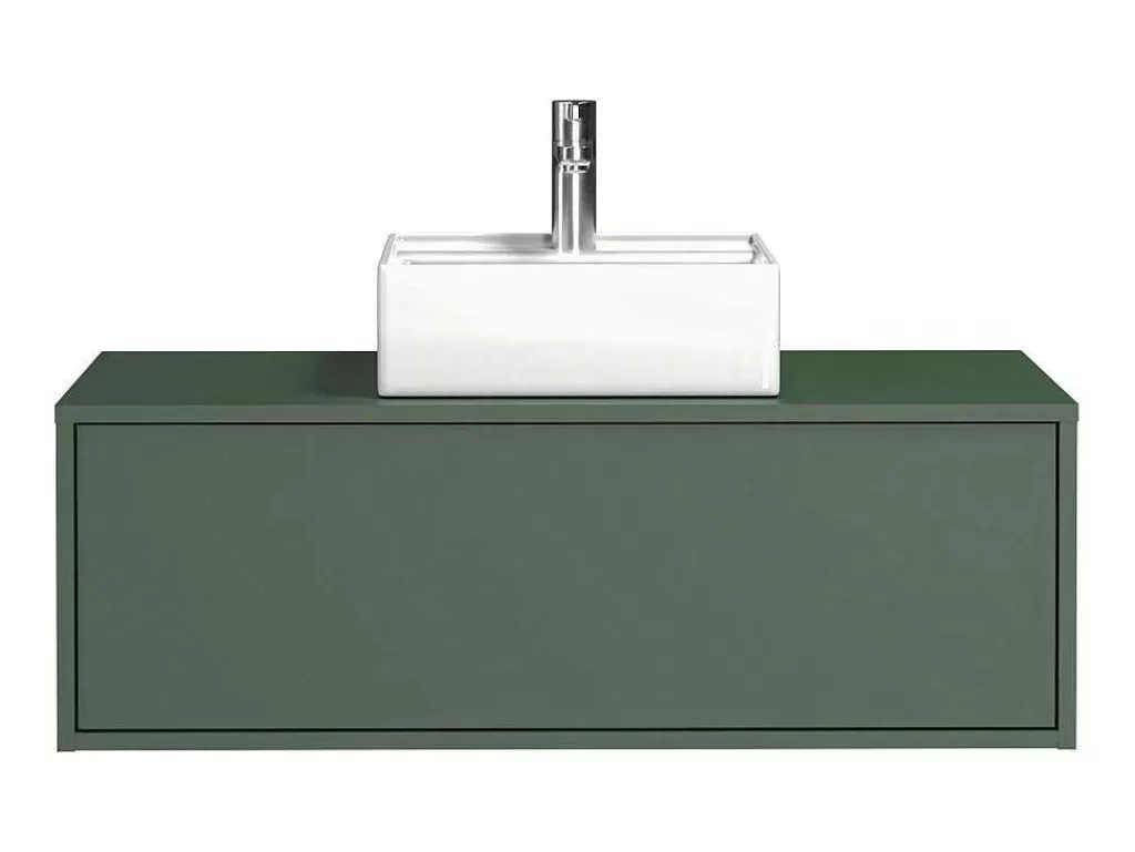 Móvel Lavatório Individual*Vente-unique Móvel Suspenso De Casa De Banho Verde Mate Com Lavatório Individual - Teana
