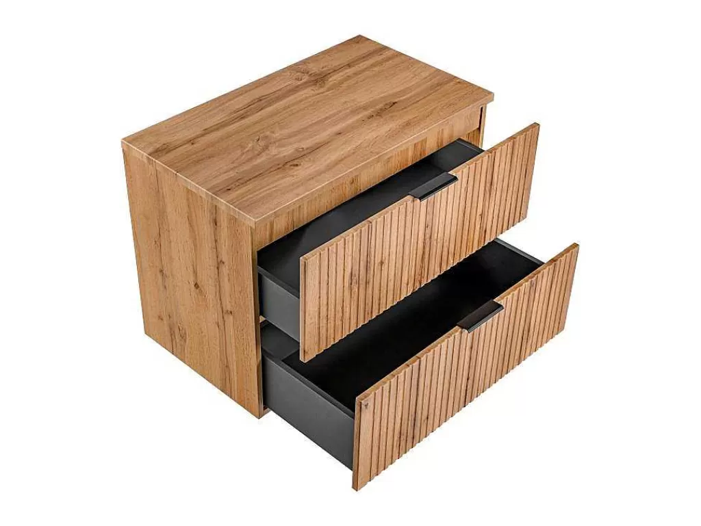 Móvel Para Lavatório*Vente-unique Móvel Suspenso Estriado Com Tampo Para Lavatório Natural Claro C80 Cm - Zevara