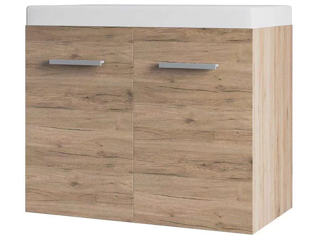 Promoções Casa De Banho & Bem-Estar*Vente-unique Móvel Suspenso Lavatório Individual Cor Natural Claro 60 Cm - Laurine