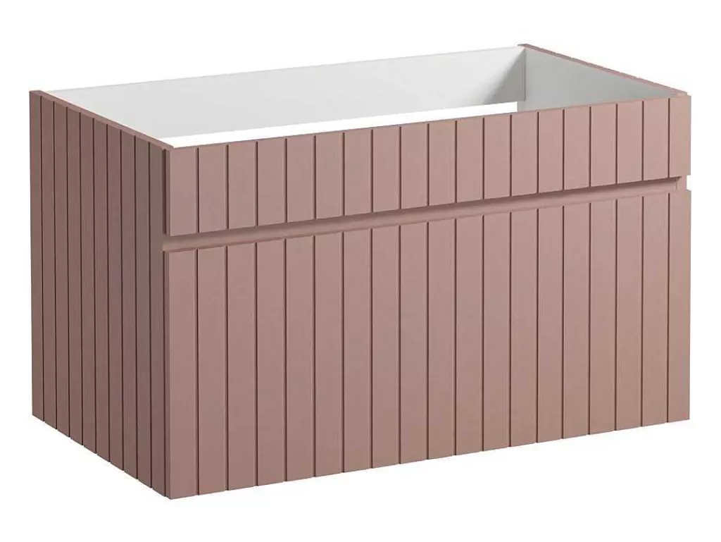 Móvel Para Lavatório*Vente-unique Móvel Suspenso Para Colocar Sob O Lavatório Estriado Cor-De-Rosa 80 Cm - Satara