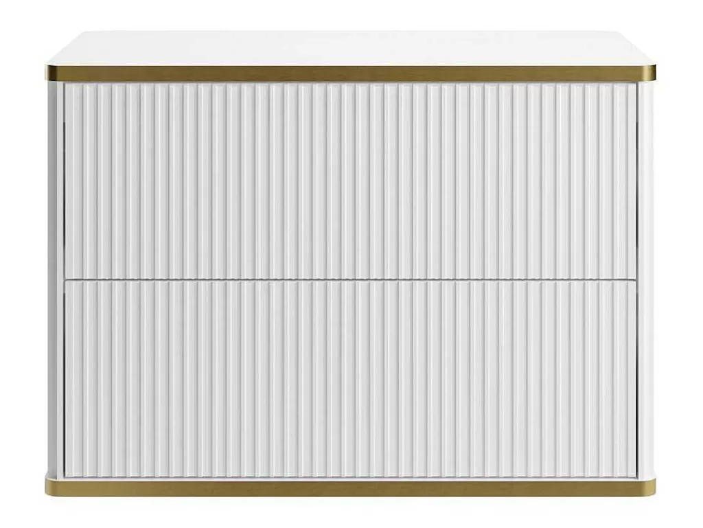 Promoções Casa De Banho & Bem-Estar*Vente-unique Móvel Suspenso Para Colocar Sob O Lavatório Estriado Rebordo Dourado, Cor Branca C80 Cm - Keliza
