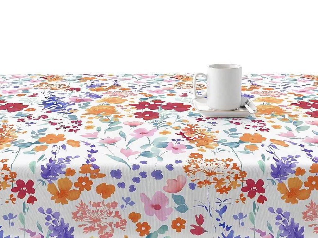 nappe_antitaches_100_coton_1_piece_blanc_a_fleurs_vives_200x140_2.webp Têxteis De Mesa*Purline Nappe Anti-Taches 100% Coton 1 Piece Blanc A Fleurs Vives 200X140