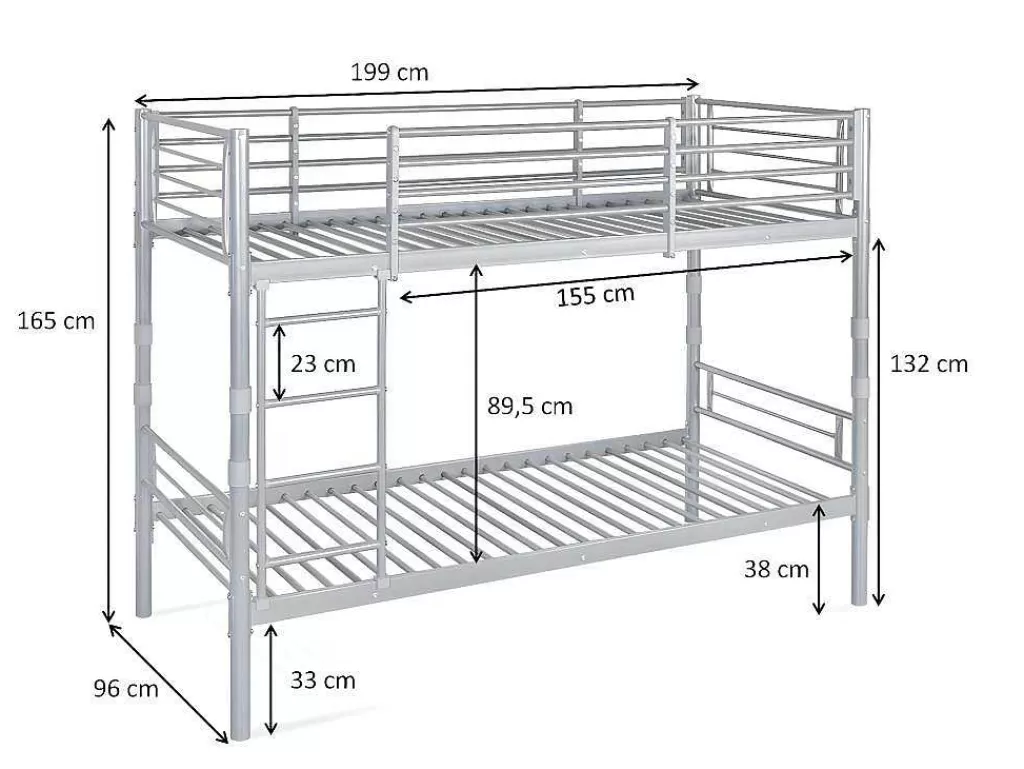 Cama De Adulto*Saldosystocks Oferta: Beliche Duplo Metal 90X190 Cm + 2 Colchões