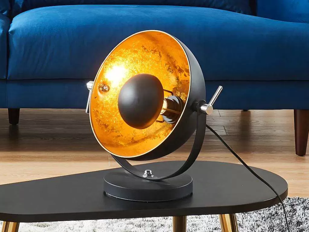 Promoções Decoração*OZAIA Pack Colecao Movie: Candeeiro De Mesa + Candeeiro De Pe Preto Interior Dourado