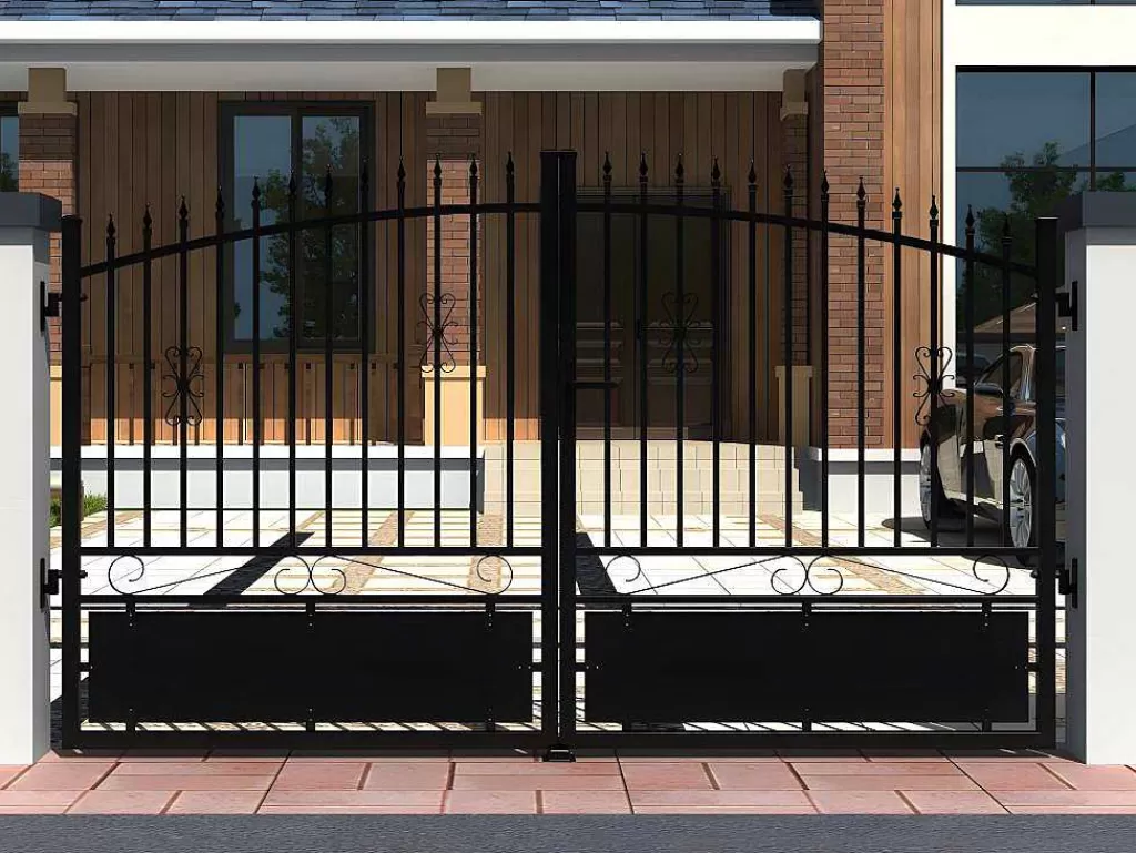 Porta E Portão*EXPERTLAND Pack Portão De Batente Antracite Em Aluminio De C350 X A160/180 Cm + Motor Rive - Nerbis