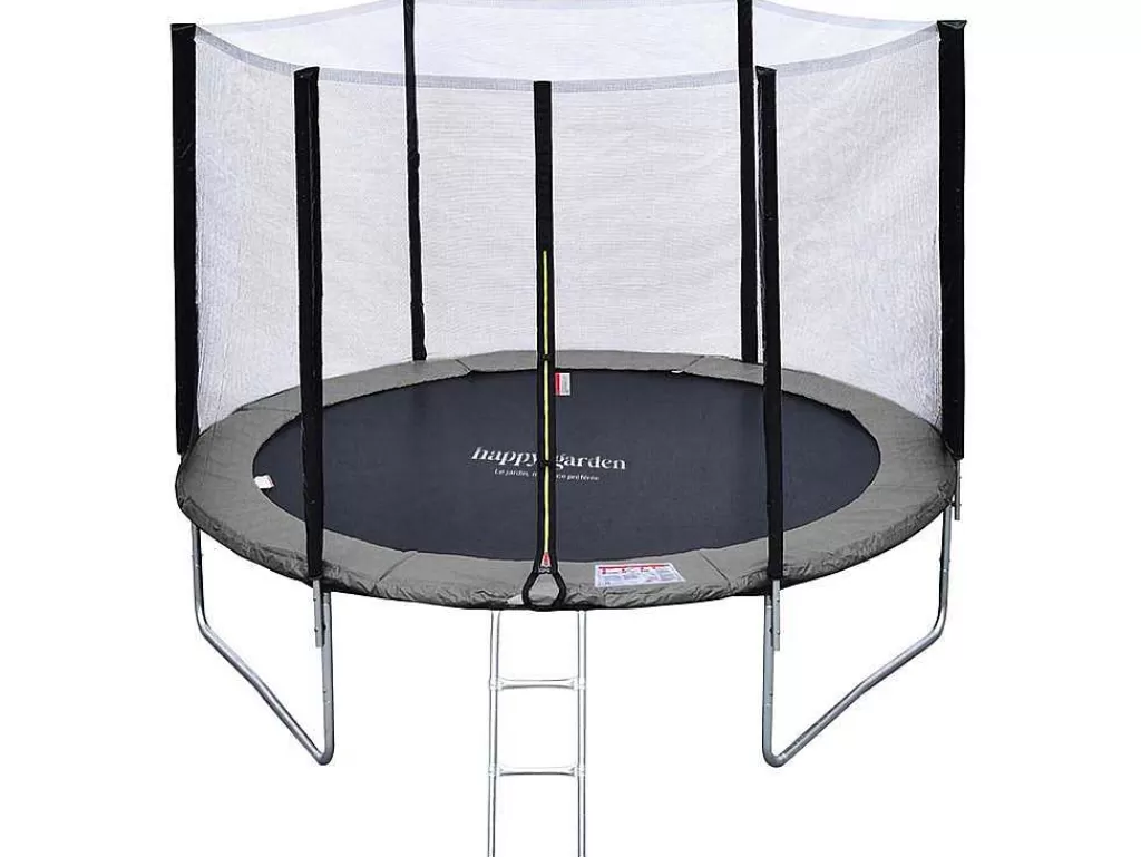 Jogo De Exterior*Happy Garden Pacote Premium Trampolim 305Cm Reversivel Rosa / Cinza Adelaide + Rede, Escada, Cobertura E Kit De Ancoragem