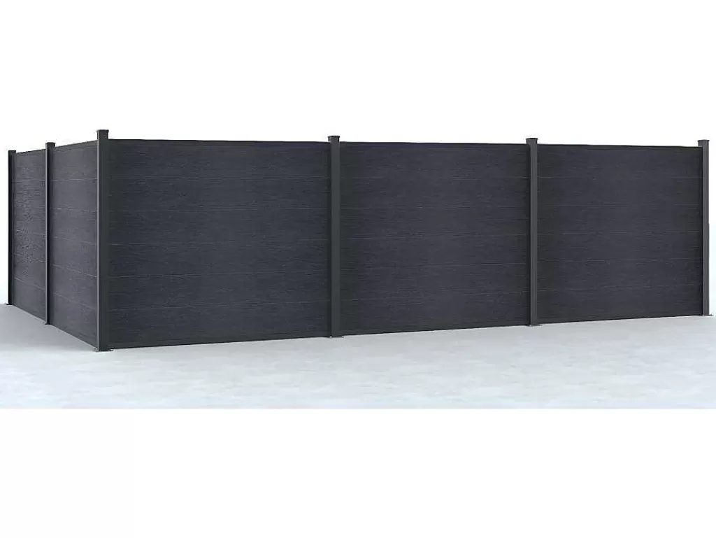 Canico E Cerca*EXPERTLAND Paineis De Vedacao Para Enterrar A156 Cm, Kit De 6 Laminas Em Composito + 1 Poste Antracite - Enola