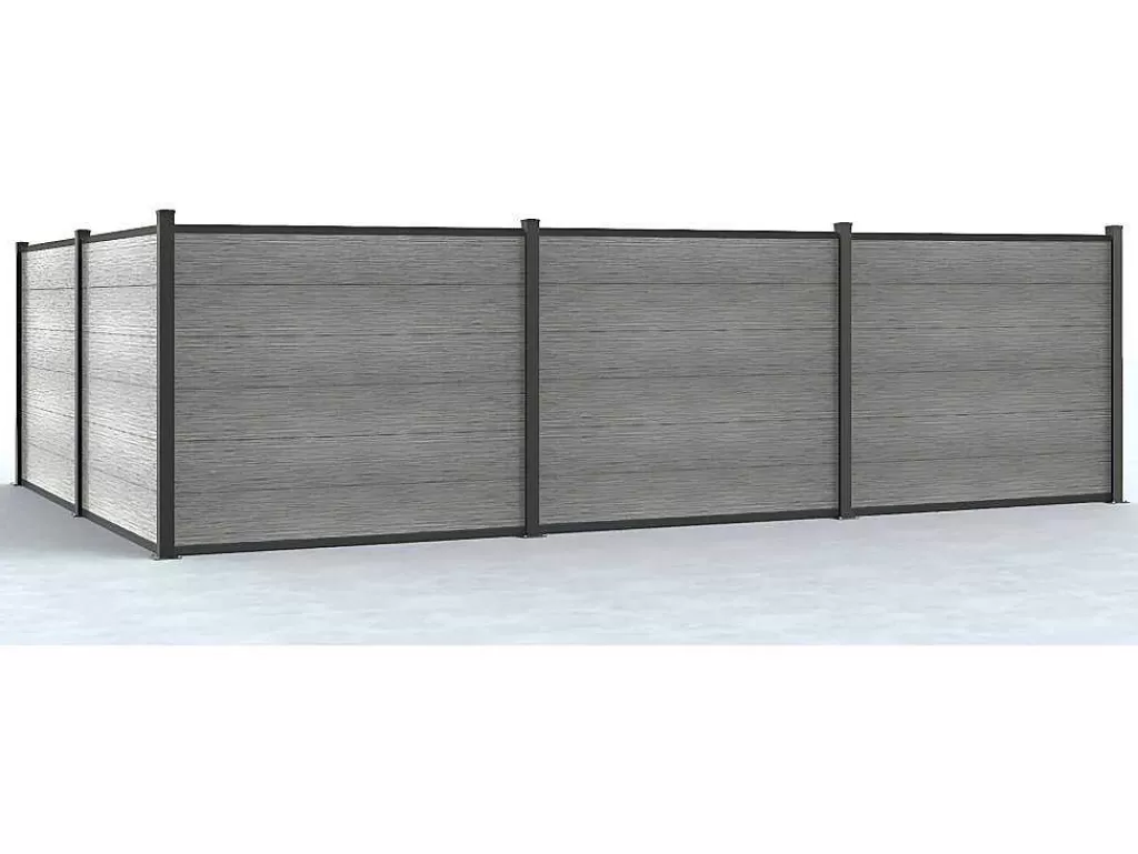Canico E Cerca*EXPERTLAND Paineis De Vedacao Para Pousar A156 Cm, Kit E 6 Laminas Em Composito + 2 Postes Cinzento-Claro - Enola
