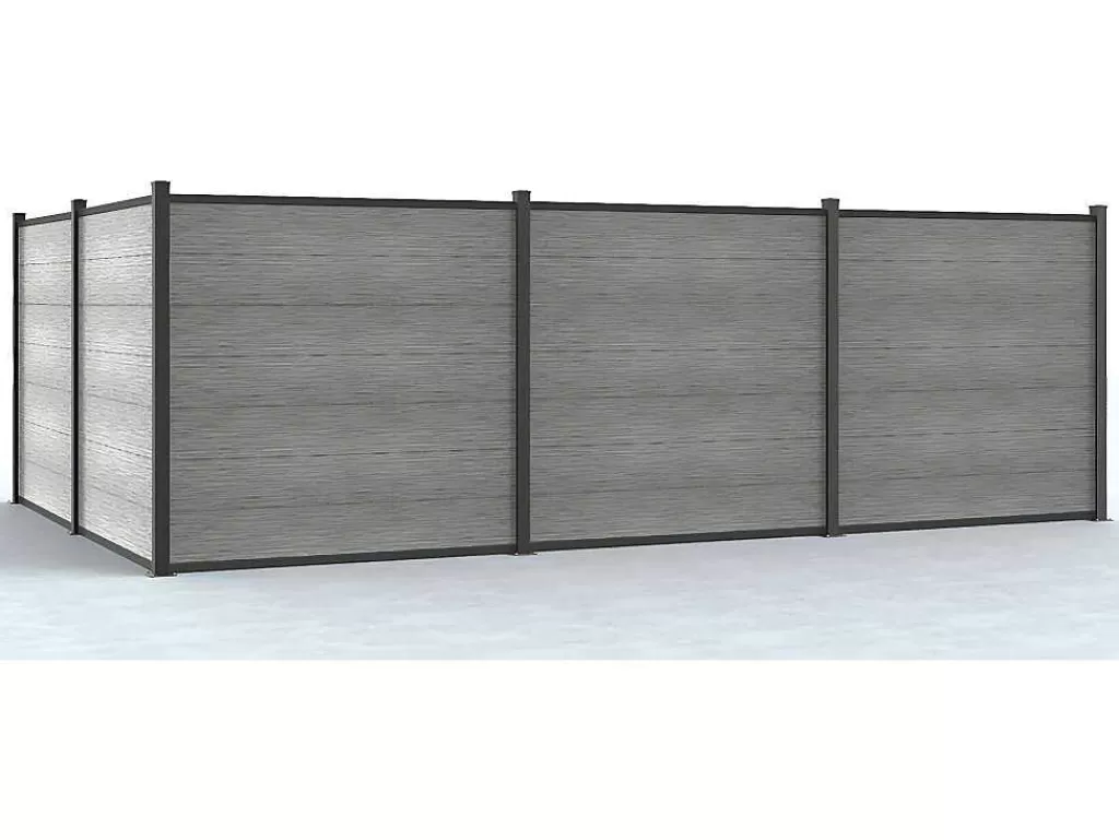 Canico E Cerca*EXPERTLAND Paineis De Vedacao Para Pousar A181 Cm, Kit De 7 Laminas Em Composito + 1 Poste Cinzento-Claro - Enola