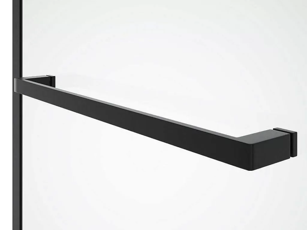 Resguardo De Banheira*Shower & Design Painel De Banheira Com Toalheiro E Retorno Giratorio Preto Mate (70 + 30) X 140 Cm - Primael