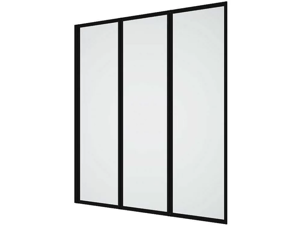 Resguardo De Banheira*Shower & Design Painel De Banheira Dobravel Em Metal Preto Mate Estilo Atelier 120 X 140 Cm - District