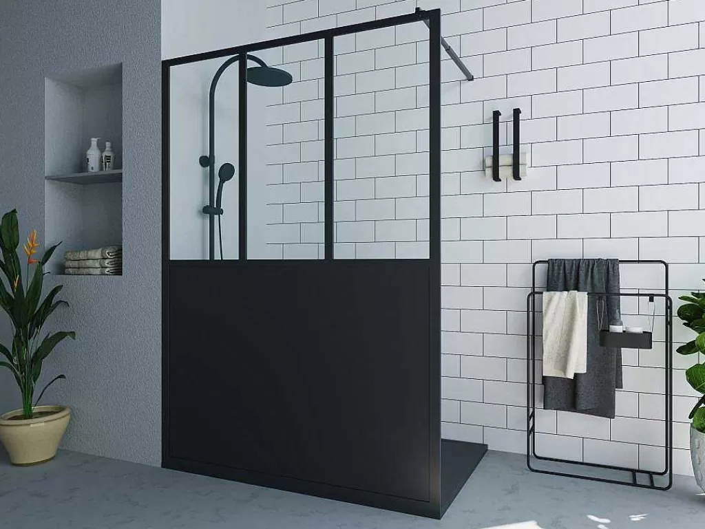 Painel De Duche*Shower & Design Painel De Duche A Italiana Preto Mate Estilo Atelier 140 X 200 Cm - Urbanik