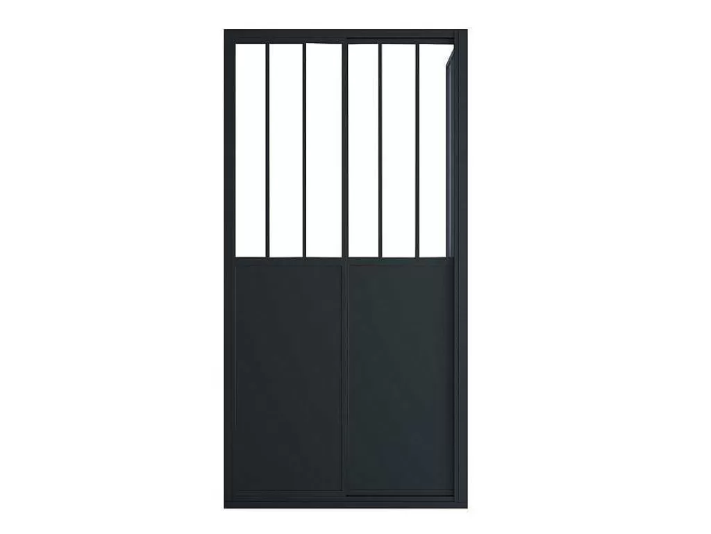 Painel De Duche*Shower & Design Painel De Duche Com Porta De Correr Preto Mate Estilo Industrial 100 X 80 X 195 Cm - Urbanik