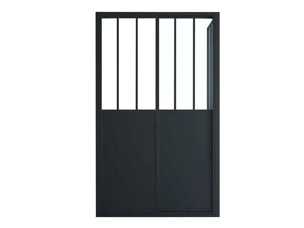 Painel De Duche*Shower & Design Painel De Duche Com Porta De Correr Preto Mate Estilo Industrial 120 X 80 X 195 Cm - Urbanik