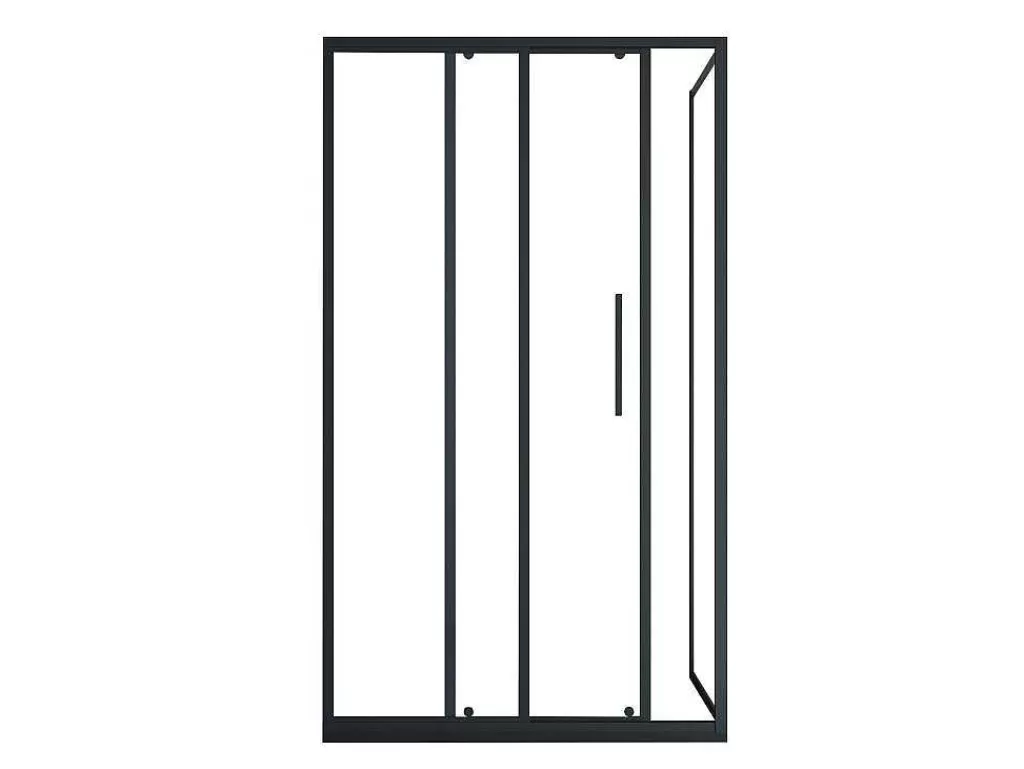Painel De Duche*Shower & Design Painel De Duche Fixo Com Porta De Correr Preto Mate Estilo Industrial 120 X 80 X 195 Cm - Toroni