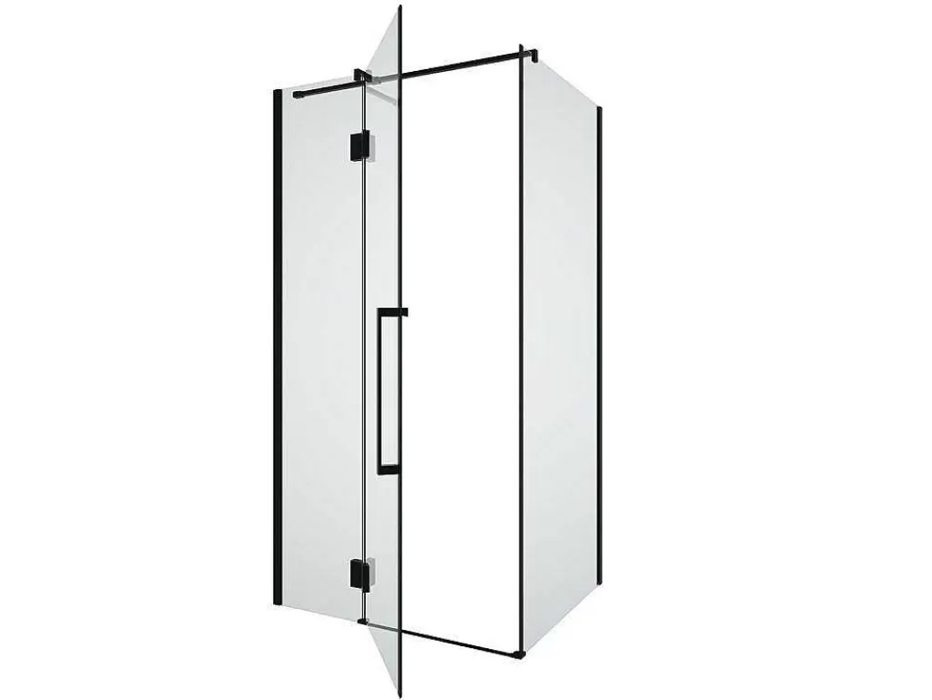 Painel De Duche*Shower & Design Painel De Duche Fixo Com Porta Giratoria Preto Mate Estilo Industrial 80 X 100 X 190 Cm - Princeton