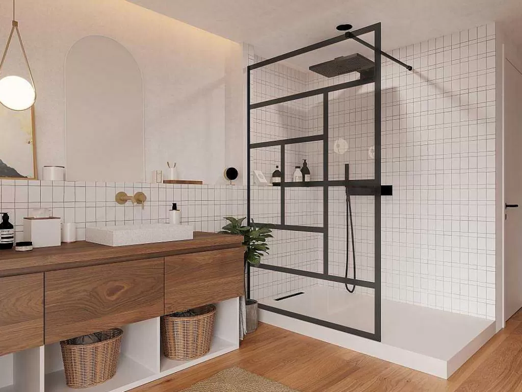 Painel De Duche*Shower & Design Painel De Duche Italiano Estilo Industrial Sefana - 120X200 Cm - Preto