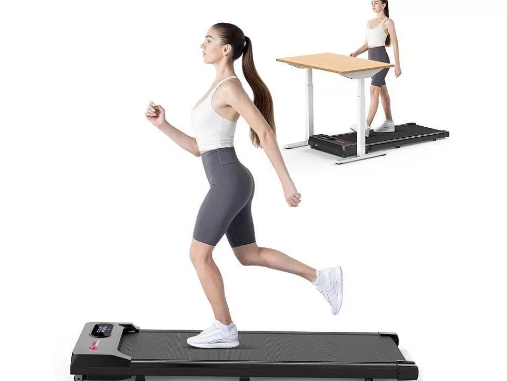 Fitness*Vente-unique Passadeira De Secretária 1-6Km/H Maquina De Corrida A Pe Para Escritório Em Casa Com Opcao De Dobragem