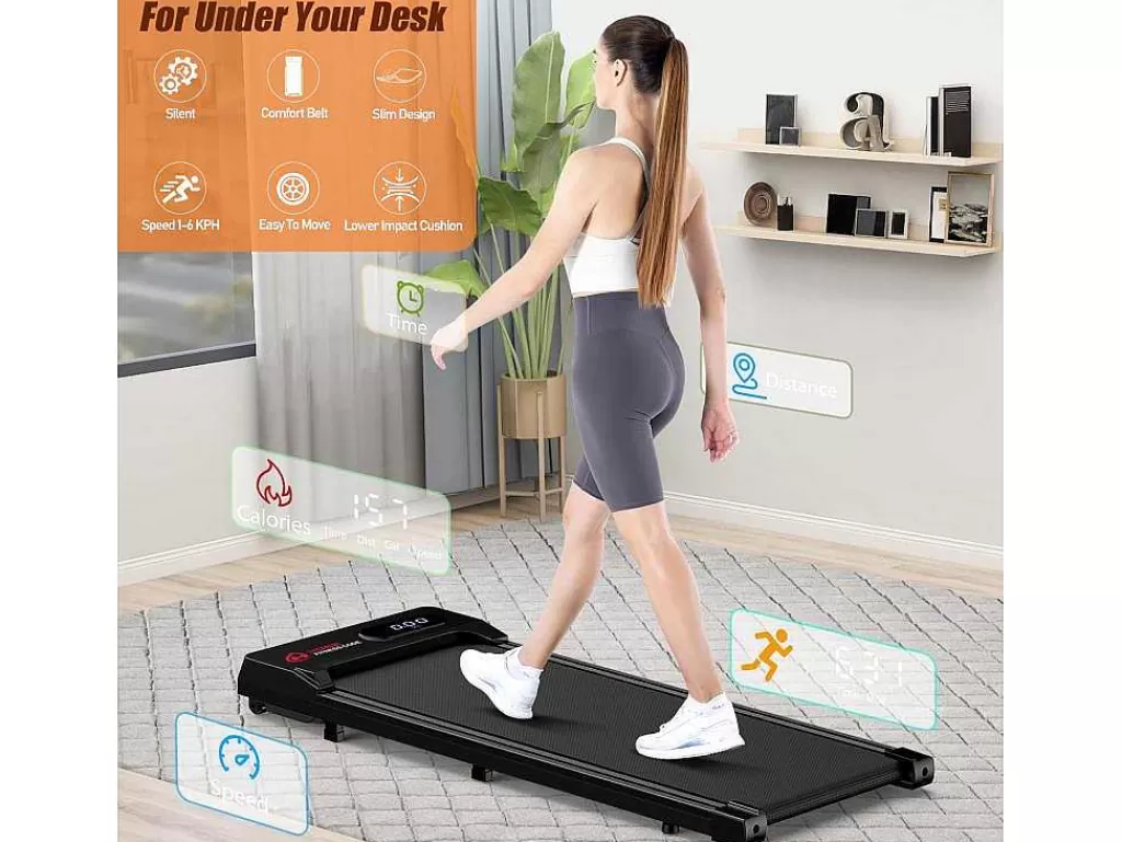 Fitness*Vente-unique Passadeira De Secretária 1-6Km/H Maquina De Corrida A Pe Para Escritório Em Casa Com Opcao De Dobragem