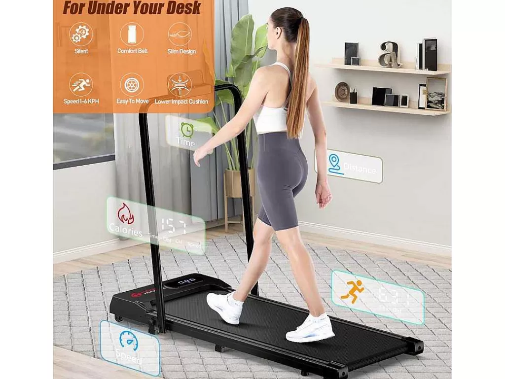 Fitness*Vente-unique Passadeira De Secretária 1-6Km/H Maquina De Corrida A Pe Para Escritório Em Casa Com Opcao De Dobragem