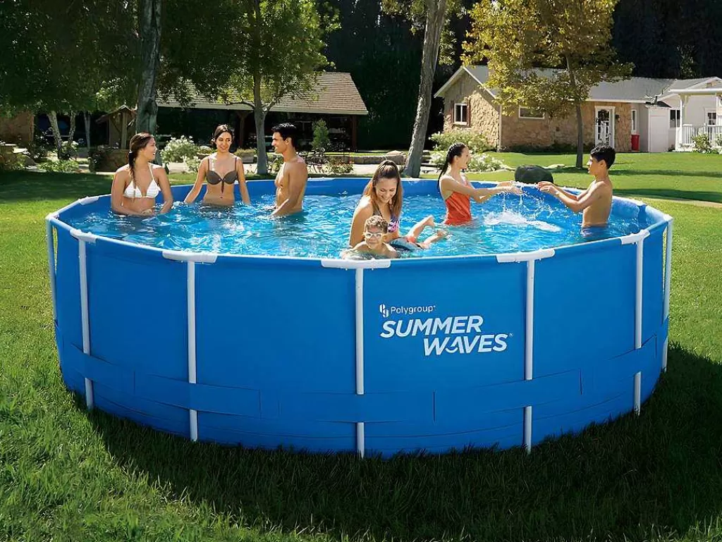 Piscina*Vente-unique Piscina Tubular Redonda Azul Com Bomba De Filtro De Cartucho De D457 X A122 Cm - Lacanau
