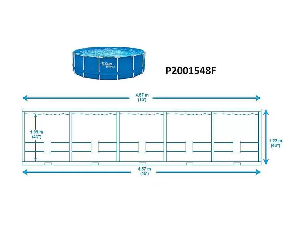 Piscina*Vente-unique Piscina Tubular Redonda Azul Com Bomba De Filtro De Cartucho De D457 X A122 Cm - Lacanau