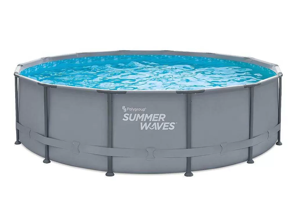 Piscina*Vente-unique Piscina Tubular Redonda Cinzenta Com Bomba Filtradora De Cartucho D.427 X A.107 Cm - Nisoka
