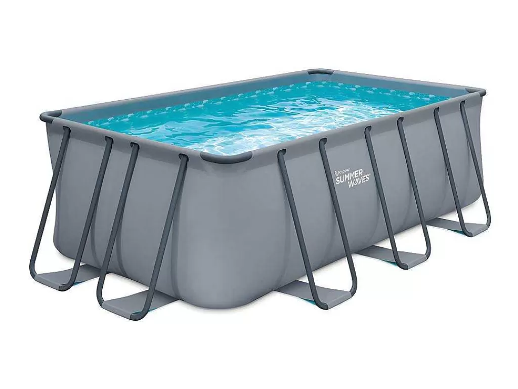 Piscina*Vente-unique Piscina Tubular Retangular Antracite Com Bomba De Filtro De Cartucho De C400 X L200 X A122 Cm - Bantayan