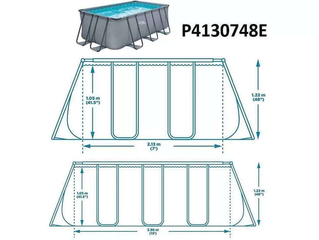 Piscina*Vente-unique Piscina Tubular Retangular Antracite Com Bomba De Filtro De Cartucho De C400 X L200 X A122 Cm - Bantayan