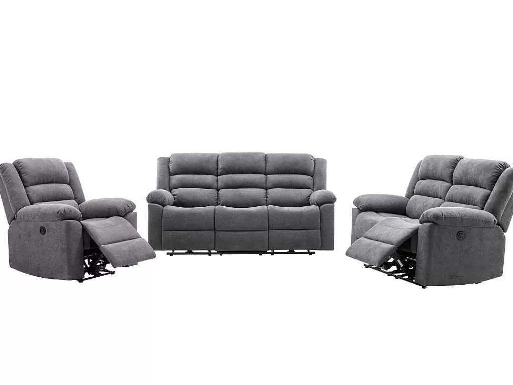 Cadeirão Relax*Vente-unique Poltrona Articulada Elétrica Em Tecido Cinza - Burolo