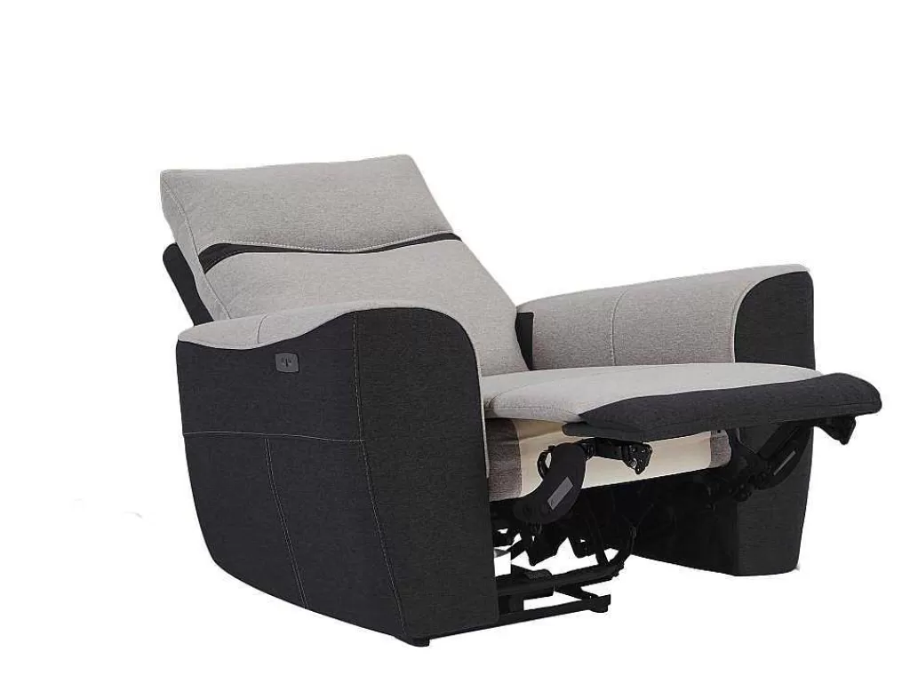 Cadeirão Relax*Vente-unique Poltrona Articulada Elétrica Em Tecido Cinzento E Antracite - Damon