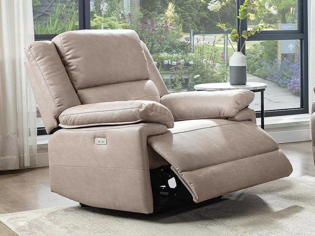 Cadeirão Relax*Vente-unique Poltrona Articulada Elétrica Em Tecido Cor Taupe - Dolene