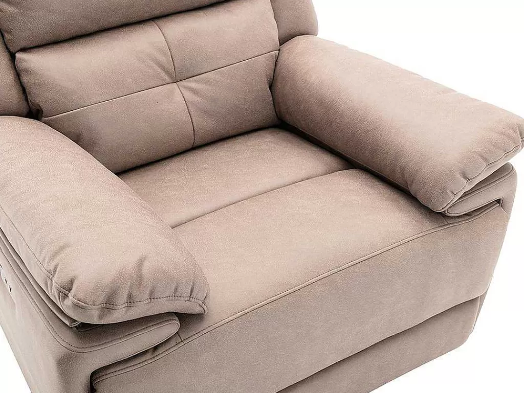 Cadeirão Relax*Vente-unique Poltrona Articulada Elétrica Em Tecido Cor Taupe - Dolene
