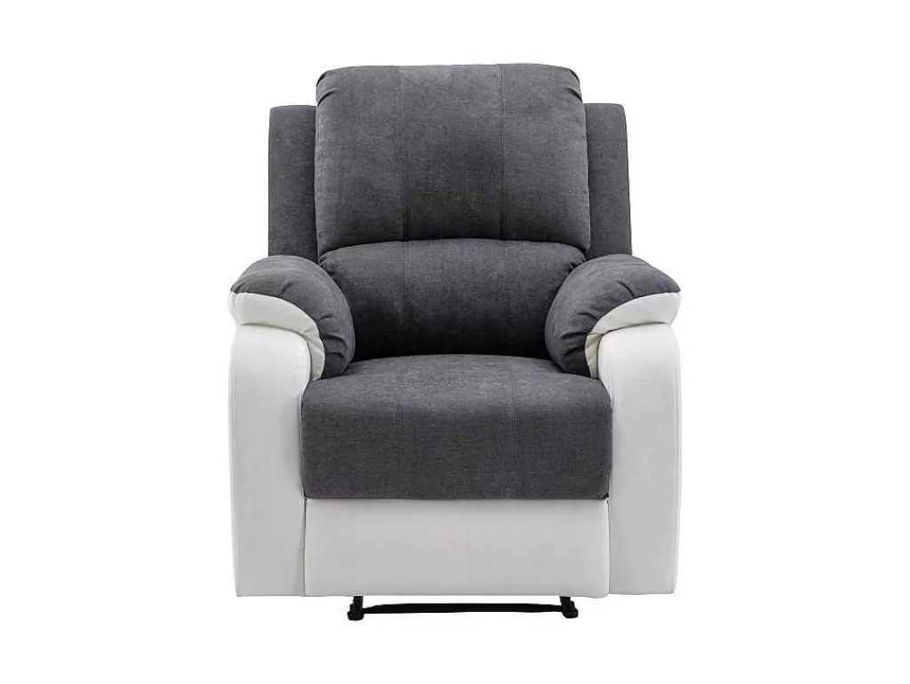 Cadeirão Relax*Vente-unique Poltrona Articulada Em Microfibra E Pele Sintética Cinzento E Branco - Brody