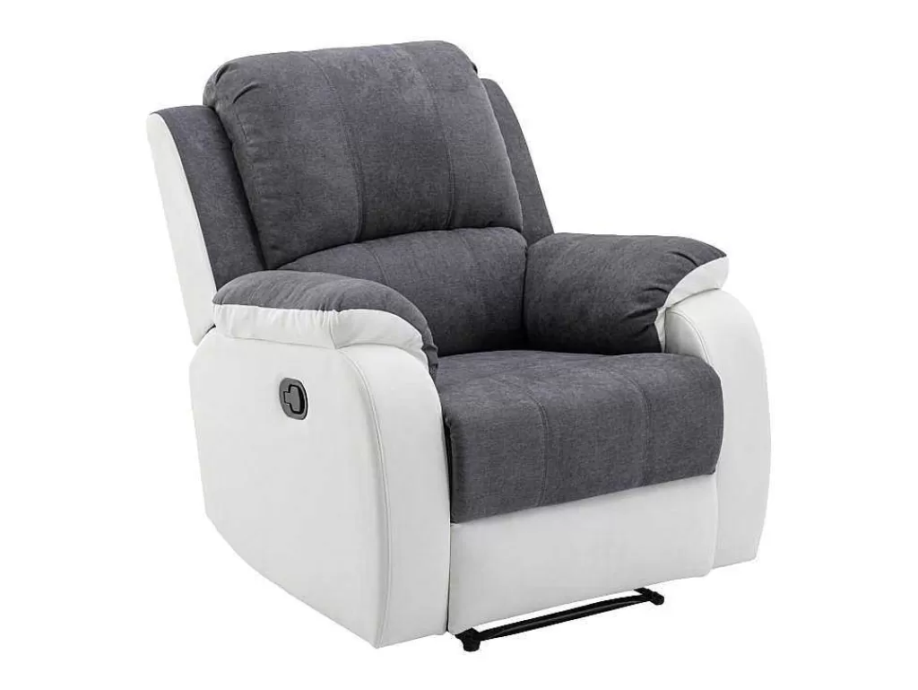 Cadeirão Relax*Vente-unique Poltrona Articulada Em Microfibra E Pele Sintética Cinzento E Branco - Brody