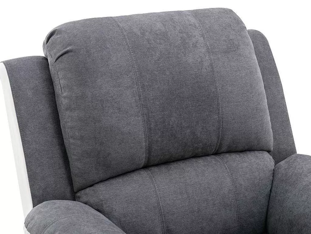 Cadeirão Relax*Vente-unique Poltrona Articulada Em Microfibra E Pele Sintética Cinzento E Branco - Brody