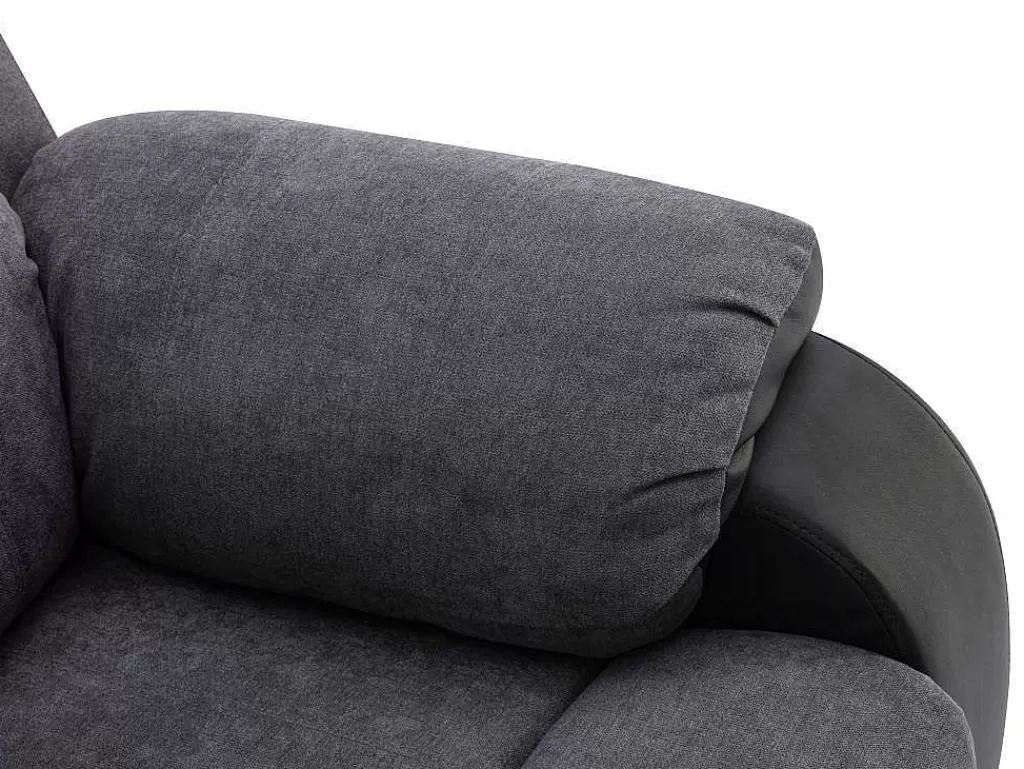 Poltrona Em Pele Sintética*Vente-unique Poltrona Articulada Em Microfibra E Pele Sintética Cinzento E Preto - Brody