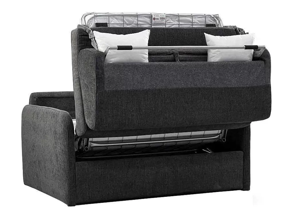 Poltrona Cama*Vente-unique Poltrona Convertivel Abertura Rapida Tecido Matizado Cinza Antracite, Cama 100 Cm - Nadoa