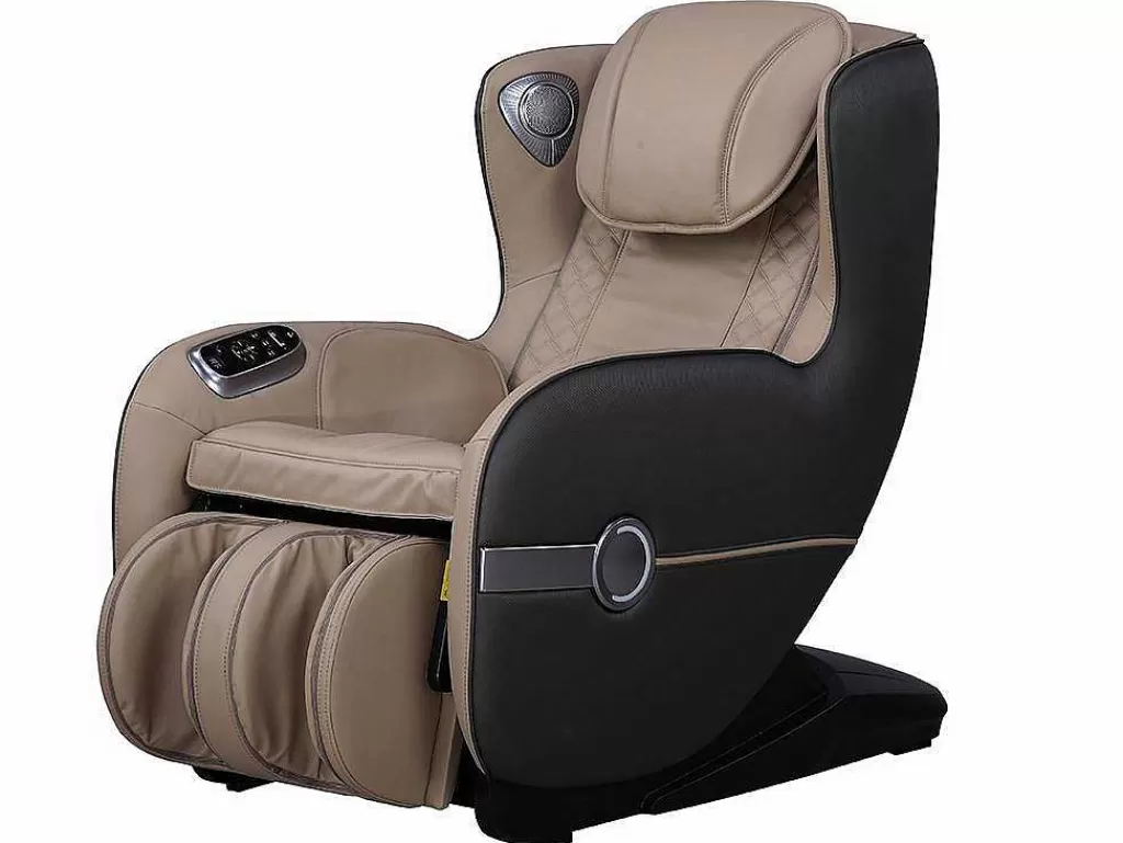 Poltrona Em Pele Sintética*Vente-unique Poltrona De Massagem Em Pele Sintética Bege Com Leds E Sistema De Gravidade Zero - Opcao Bluetooth - Kasou