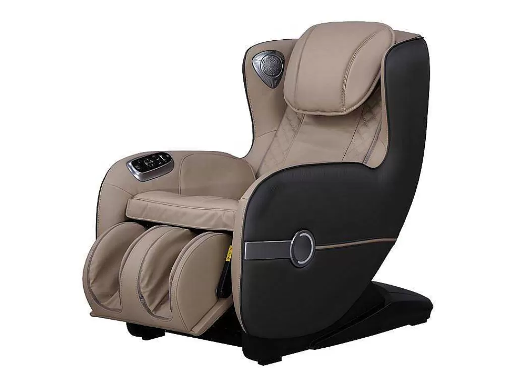 Poltrona Em Pele Sintética*Vente-unique Poltrona De Massagem Em Pele Sintética Bege Com Leds E Sistema De Gravidade Zero - Opcao Bluetooth - Kasou