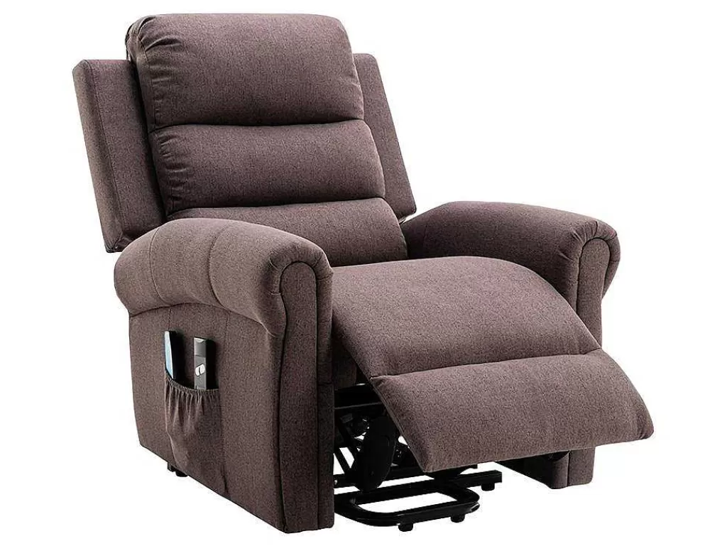 Cadeirão De Massagem*Vente-unique Poltrona De Massagens Em Tecido Com Elevador Eletrico Cor Castanho - Lovari