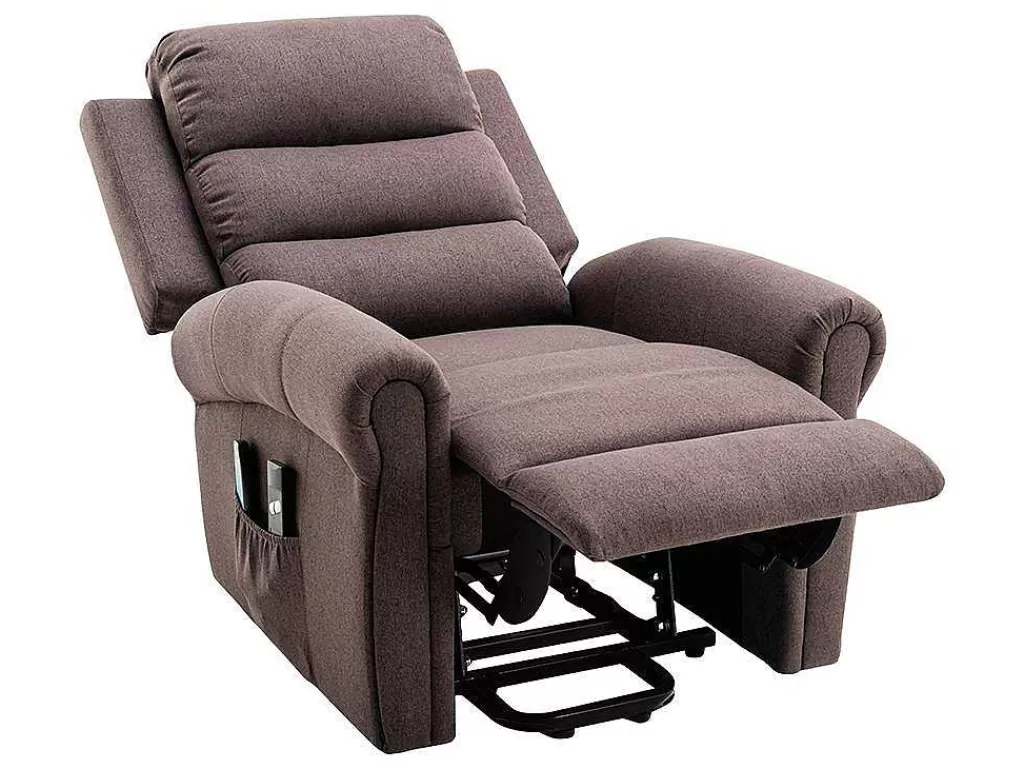 Cadeirão De Massagem*Vente-unique Poltrona De Massagens Em Tecido Com Elevador Eletrico Cor Castanho - Lovari