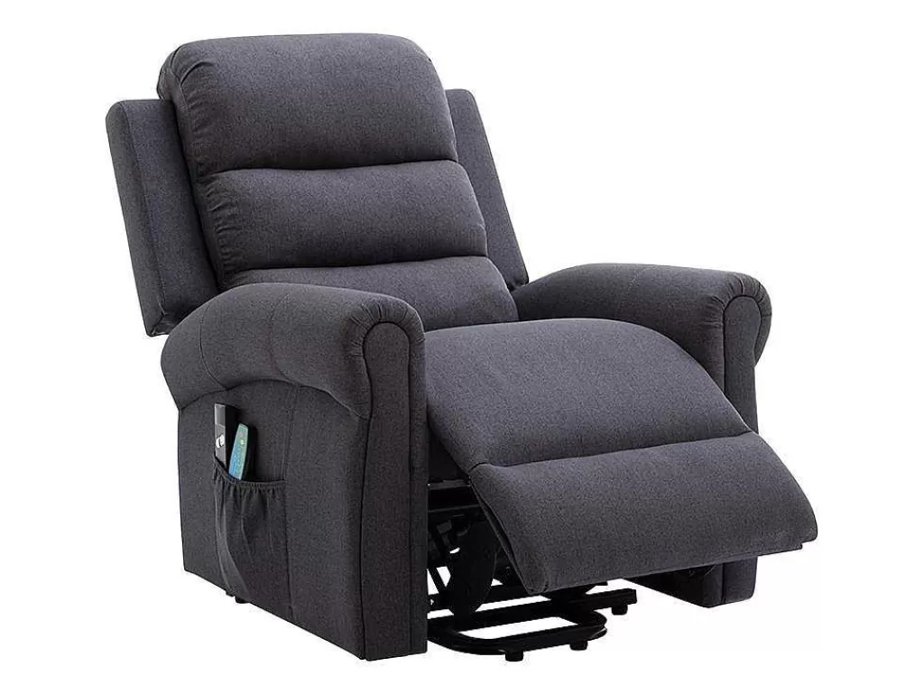 Cadeirão De Massagem*Vente-unique Poltrona De Massagens Em Tecido Com Elevador Eletrico Cor Cinza Antracite - Lovari