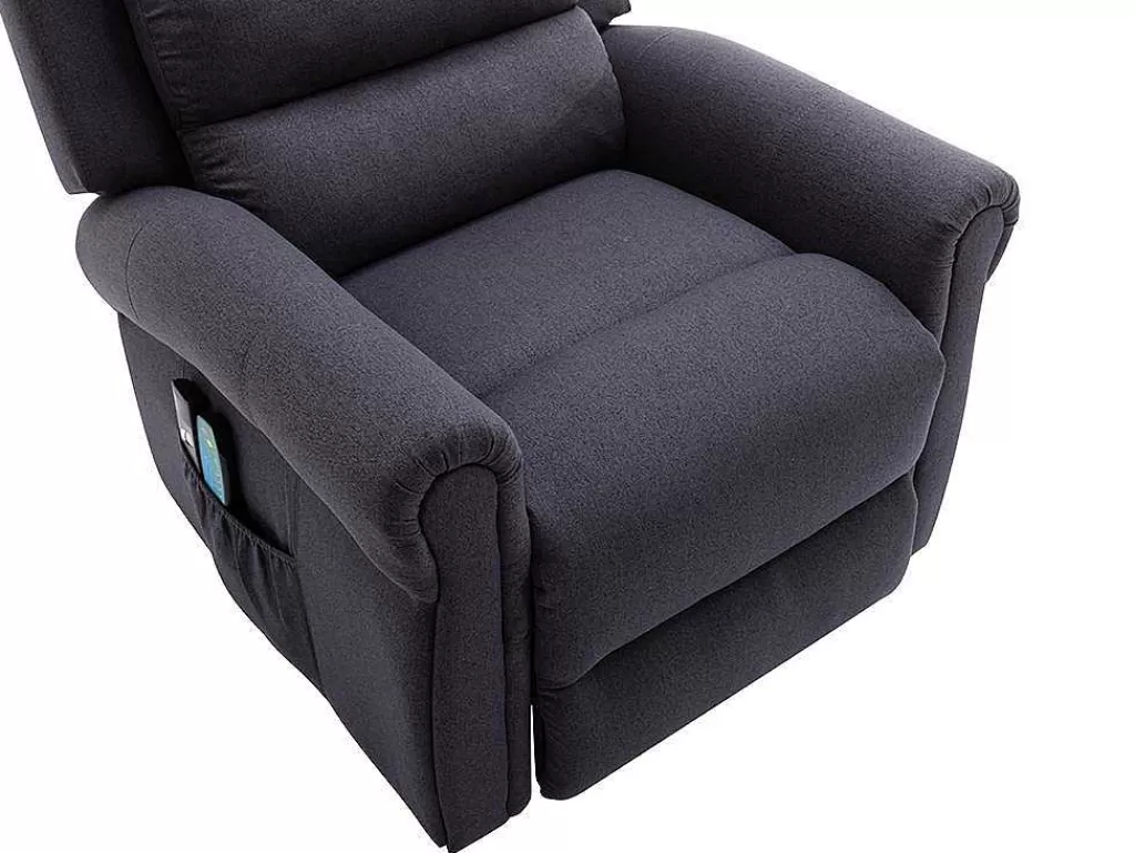 Cadeirão De Massagem*Vente-unique Poltrona De Massagens Em Tecido Com Elevador Eletrico Cor Cinza Antracite - Lovari
